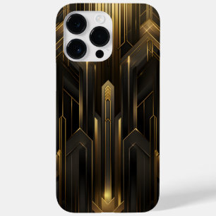 Coque Pour Pour iPhone 14 Pro Max Art déco rétro années 1920 Noir n Or