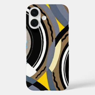 Coques iPhone 16 Art Déco vintage pochoir formes géométriques jazz
