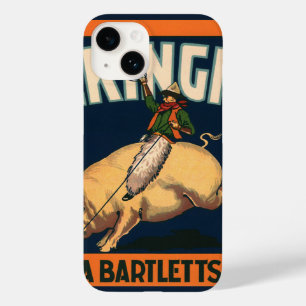 Coque Pour iPhone 14 Art d'étiquette de caisse de fruits vintage Cowboy