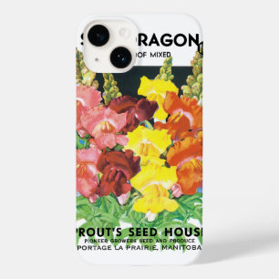 Coque Pour iPhone 14 Art d'étiquette de paquet de graines vintage, fleu