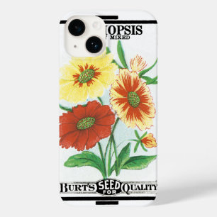 Coque Pour iPhone 14 Art d'étiquette de paquet de graines vintage, fleu