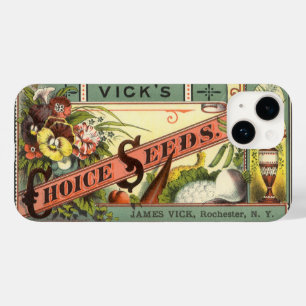Coque Pour iPhone 14 Art d'étiquette de paquet de graines vintage, grai
