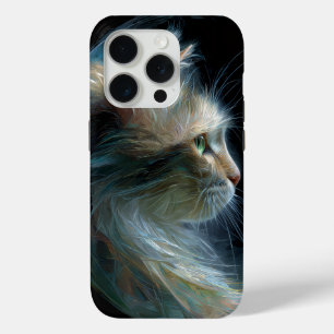 Coque iPhone 15 Pro Art du chat céleste – Regard étoilé