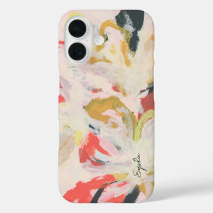 Coques iPhone 16 Art Floral Abstrait coloré Votre nom