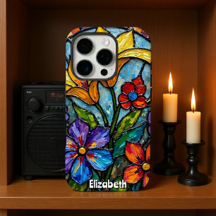 Coques iPhone 16 Pro Art floral audacieux en verre
