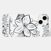 Coques Case-Mate iPhone Art Floral, Beauté monochrome (Verso (horizontal))