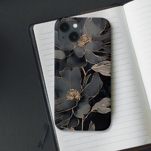 Case-Mate iPhone Case Art floral élégant noir et or