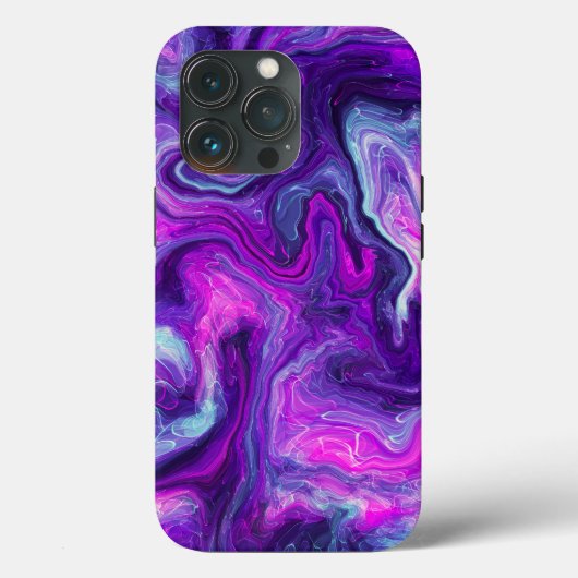 Coques Case-Mate iPhone Art fluide en marbre rose, bleu, violet (Verso)