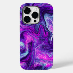 Coque Pour iPhone 14 Pro Art fluide en marbre rose, bleu, violet