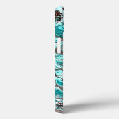 Coques Case-Mate iPhone Art fluide en marbre turquoise et noir (Verso / Droite)