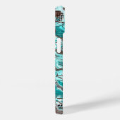 Coques Case-Mate iPhone Art fluide en marbre turquoise et noir (Verso / Droite)