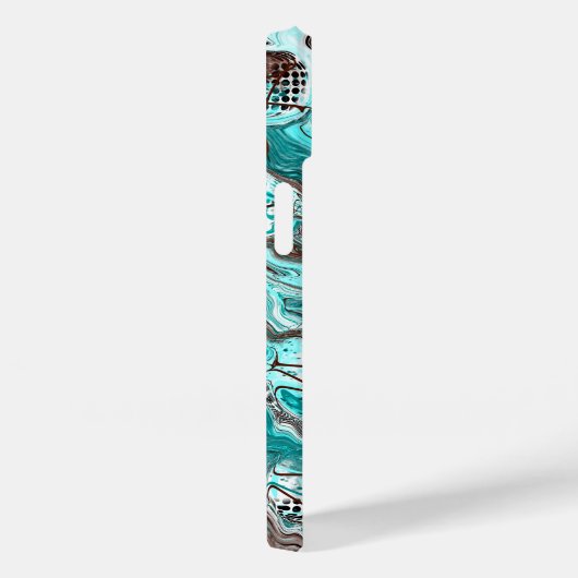 Coques Case-Mate iPhone Art fluide en marbre turquoise et noir (Verso / Droite)