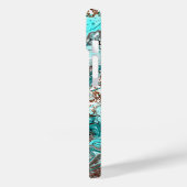 Coques Case-Mate iPhone Art fluide en marbre turquoise et noir (Verso / Gauche)