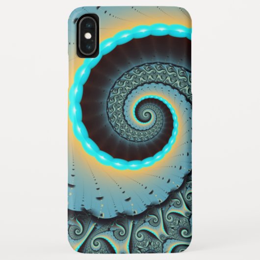 Coques Case-Mate iPhone Art fractal abstrait bleu turquoise orange Spirale (Dos)