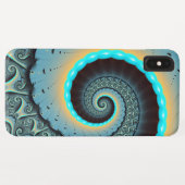 Coques Case-Mate iPhone Art fractal abstrait bleu turquoise orange Spirale (Dos (Horizontal))