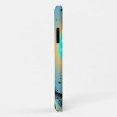 Coques Case-Mate iPhone Art fractal abstrait bleu turquoise orange Spirale (Dos/Droite)