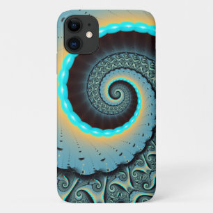 Case-Mate iPhone Case Art fractal abstrait bleu turquoise orange Spirale