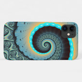 Coques Case-Mate iPhone Art fractal abstrait bleu turquoise orange Spirale (Dos (Horizontal))