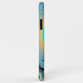 Coques Case-Mate iPhone Art fractal abstrait bleu turquoise orange Spirale (Dos/Droite)