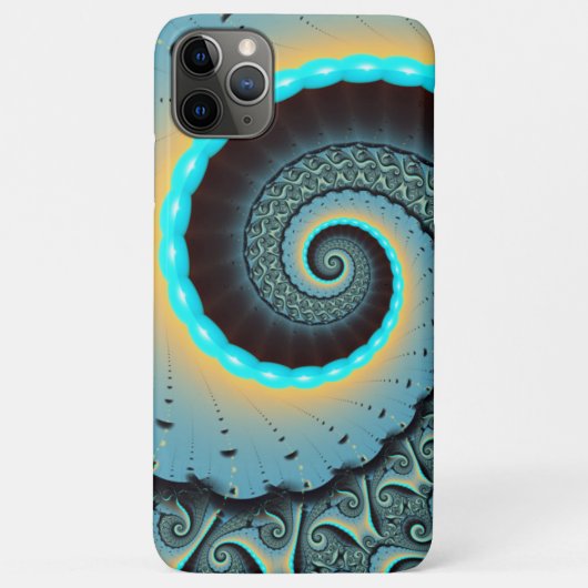 Coques Case-Mate iPhone Art fractal abstrait bleu turquoise orange Spirale (Dos)