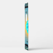 Coques Case-Mate iPhone Art fractal abstrait bleu turquoise orange Spirale (Verso / Droite)