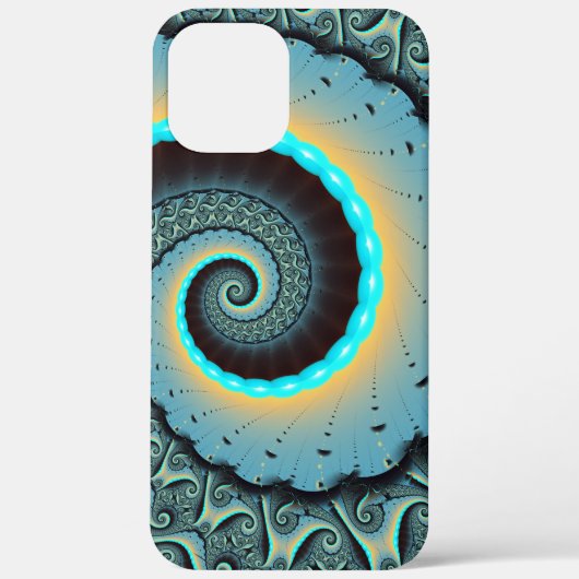 Coques Case-Mate iPhone Art fractal abstrait bleu turquoise orange Spirale (Verso)