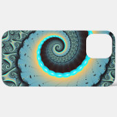 Coques Case-Mate iPhone Art fractal abstrait bleu turquoise orange Spirale (Retour (horizontal))