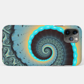 Coques Case-Mate iPhone Art fractal abstrait bleu turquoise orange Spirale (Dos (Horizontal))