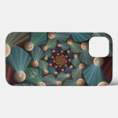 Coques Case-Mate iPhone Art fractal Abstrait Brown, Ardoise, Monogramme bl (Verso (horizontal))