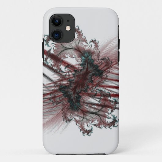 Coques Case-Mate iPhone art fractal abstrait noir et rouge (Dos)