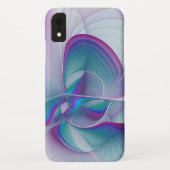 Coques Case-Mate iPhone Art Fractal Abstrait rose bleu turquoise (Dos)