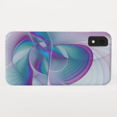 Coques Case-Mate iPhone Art Fractal Abstrait rose bleu turquoise (Dos (Horizontal))
