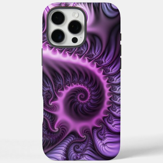 Coques Case-Mate iPhone Art fractal abstrait vibrant rose violet en spiral (Verso)