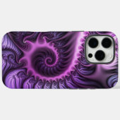 Coques Case-Mate iPhone Art fractal abstrait vibrant rose violet en spiral (Verso (horizontal))