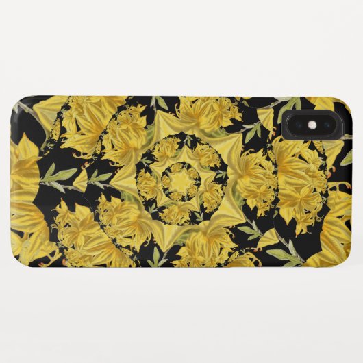 Coques Case-Mate iPhone Art fractal azaléen jaune et noir (Dos (Horizontal))