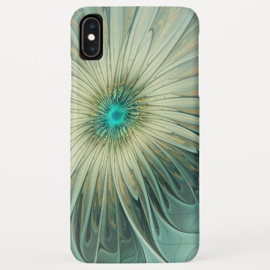 Coques Case-Mate iPhone Art fractal de fleurs de fantaisie vert sauge abst (Dos)