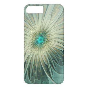 Coques Pour iPhone Art fractal de fleurs de fantaisie vert sauge abst