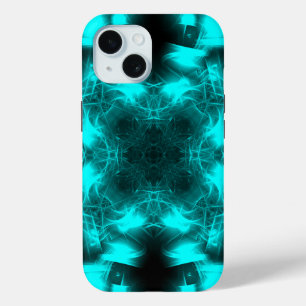 Coque Pour iPhone 15 Art fractal de symétrie plasma aquatique