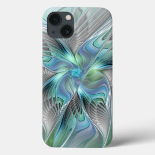 Case-Mate iPhone Case Art fractal fantaisie papillon bleu vert abstrait