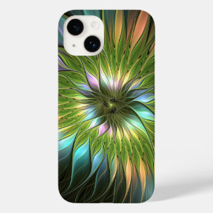 Coque Pour iPhone 14 Art Fractal Fleur Imaginaire Coloré Lumineux