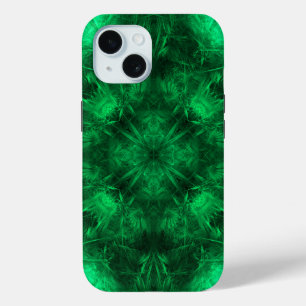 Coque Pour iPhone 15 Art fractal mandala Énergie d'émeraude