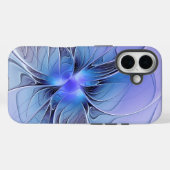 Coques Case-Mate iPhone Art fractal moderne abstrait bleu lavande (Verso (horizontal))