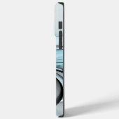 Coques Case-Mate iPhone Art fractal moderne gris anthracite abstrait bleu (Verso / Gauche)