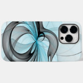 Coques Case-Mate iPhone Art fractal moderne gris anthracite abstrait bleu (Verso (horizontal))