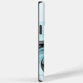 Coques Case-Mate iPhone Art fractal moderne gris anthracite abstrait bleu (Verso / Droite)