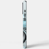 Coques Case-Mate iPhone Art fractal moderne gris anthracite abstrait bleu (Verso / Gauche)