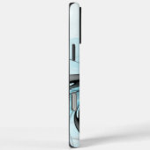Coques Case-Mate iPhone Art fractal moderne gris anthracite abstrait bleu (Verso / Droite)