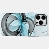 Coques Case-Mate iPhone Art fractal moderne gris anthracite abstrait bleu (Verso (horizontal))