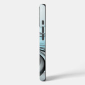 Coques Case-Mate iPhone Art fractal moderne gris anthracite abstrait bleu (Verso / Gauche)