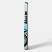 Coques Case-Mate iPhone Art fractal moderne gris anthracite abstrait bleu (Verso / Gauche)